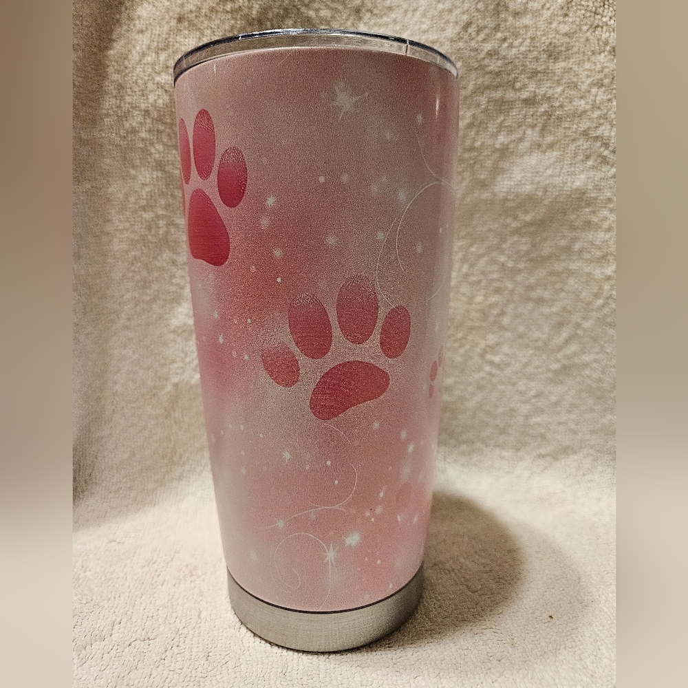 Pink Paw Print 20oz Tumbler, Cup, Mug